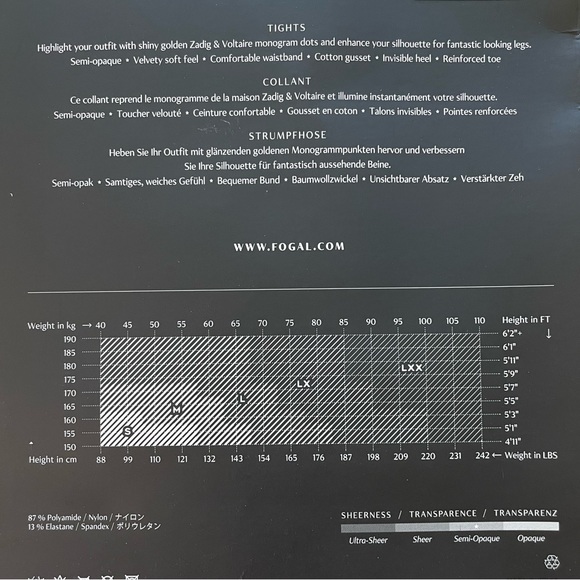 Fogal X Zadig & Voltaire Black and Gold Tights - Picture 6 of 7